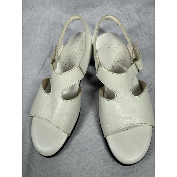 SAS Shoes - SAS Tripad Comfort Sandals Womens 5.5 White Leather Slingback Block Heel